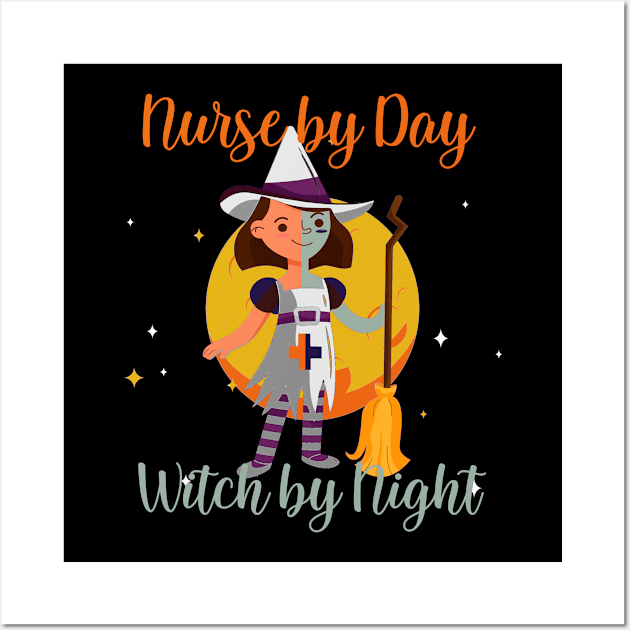 Funny Nurse Witch Halloween Gift Wall Art by chilla09